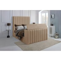 Ottoman TV Bed with Storage, Velvet Upholstery & Headboard - 5 Sizes | Wowcher