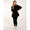Ribbed Leggings & Cowl Neck Jumper Set - S/M / BLACK