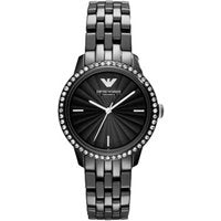 Emporio Armani AR1478 Women's Black Ceramic Watch with Crystal Bezel | Wowcher