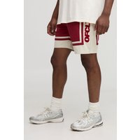 Pantalón Corto Holgado De Sarga Con Cintura Elástica Y Colores En Bloque, Rojo
