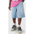 Pantalón Vaquero Azul Hielo Con Apliques De Tela Official, Azul