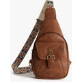 Vintage Leather Sling Bag with Guitar Strap