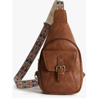 Vintage Leather Sling Bag with Guitar Strap
