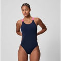 Maillot de bain Femme Boom Leaderback uni bleu marine/rose