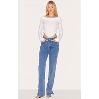 Vintage Wash Split Hem Jeans