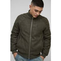 Chaqueta Bomber Regular De Ranglán Con Cuello Alto Y Ante Sintético, Verde