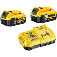 DeWalt 18v XR Cordless Twin Li-ion Battery and Fast Charger Pack 5ah 5ah