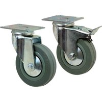 100mm diameter Grey Non Marking Rubber Tyre Fixed Castor - 70kg capacity