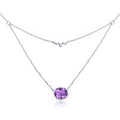 Fine 3.70ct 100% Genuine Purple Amethyst Sterling Silver Double Layer Necklace