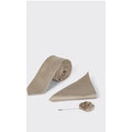 Burton Men's Champagne Slim Tie With Pocket Square and Pin