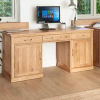Mobel Oak Office Desk - 2 Door - 3 Drawer