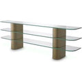 Casa Padrino Luxus Konsole Messing 240 x 40 x H. 76 cm - Rechteckiger Edelstahl Konsolentisch mit Glasplatten - Wohnzimmer MÃ¶bel - Hotel MÃ¶bel - Luxus MÃ¶bel - Luxus Einrichtung - MÃ¶bel Luxus