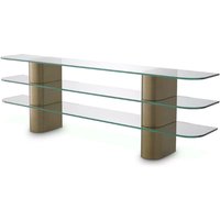 Casa Padrino Luxus Konsole Messing 240 x 40 x H. 76 cm - Rechteckiger Edelstahl Konsolentisch mit Glasplatten - Wohnzimmer MÃ¶bel - Hotel MÃ¶bel - Luxus MÃ¶bel - Luxus Einrichtung - MÃ¶bel Luxus