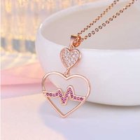 Glimmering Heartbeat Necklace with Red Crystal & Gift Box | Wowcher