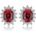 Exquisite Blue Topaz and Ruby 925 Sterling Silver Stud Earrings with Classic Star Design - Inspired by Princess Diana
