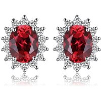 Exquisite Blue Topaz and Ruby 925 Sterling Silver Stud Earrings with Classic Star Design - Inspired by Princess Diana