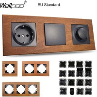 EU Neutral Wood Wall Panels FAN Reset Retro Electric Switch Euro French Power Socket with Type A C USB Fast Outlet TV Data Cat6