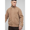 Chaqueta Harrington Tall Recta De Ante Sintético, Beige