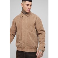 Chaqueta Harrington Tall Recta De Ante Sintético, Beige