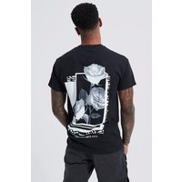 Camiseta Con Estampado Gráfico De Rosa, Negro