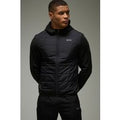 Man Active Lightweight Quilted Zip Through Regular Fit Hoodie, Negro