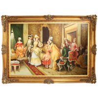 Riesiges Handgemaltes Barock Ãl GemÃ¤lde Gesellschaft Mod.2 Gold Prunk Rahmen 225 x 165 x 10 cm - Massives Material