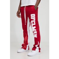 Slim Flared Ofclman Flame Gusset Joggers, Rojo