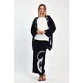 Belissh Women's Abstract Print Kimono Co-Ord Set – Black& White in Black | Size: 14-16