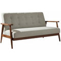 Grey Upholstered Wooden Frame Tufted Sofa | Wowcher