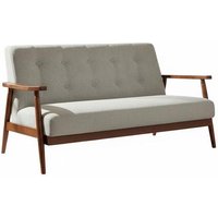Grey Upholstered Wooden Frame Tufted Sofa | Wowcher