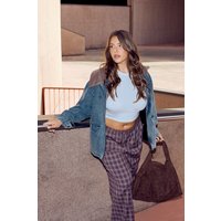 Plus Check Drawstring Waist Trouser, Maroon
