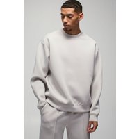 Sudadera Oversize De Scuba Con Estampado Bonded, Beige
