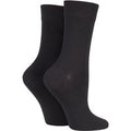 2 Pair Cocoa Plain Bamboo Fibre Socks Ladies 4-8 Ladies - Elle
