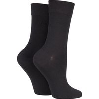 2 Pair Cocoa Plain Bamboo Fibre Socks Ladies 4-8 Ladies - Elle