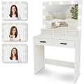 Kaptafel met Spiegel en LED verlichting - 80x40x139.5cm - Wit