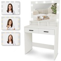 Kaptafel met Spiegel en LED verlichting - 80x40x139.5cm - Wit