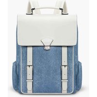 Denim-Inspired PU Fabric 15.6-Inch Backpack