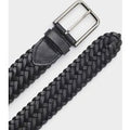 Men's Black Plaited Leather Belt - Size: 34"  - Savile Row Company