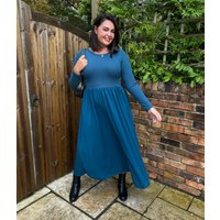 Teal Knitted Bodice Midi Dress  Size One Size