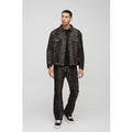 Chaqueta Vaquera Regular Con Acabado De Cocodrilo, Negro