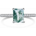 Bague en argent sterling avec agate mousse