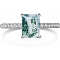 Bague en argent sterling avec agate mousse