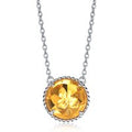 5.65ct Yellow Citrine Sterling Silver Lucky Round Crystal Necklace
