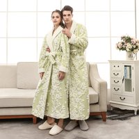 2026 European and American New Product Craftsmanship Jacquard Double Layer Thickened Plus Large Couple Flannel Sleeping Robe