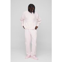 Chándal Oversize Recto Con Lavado A La Piedra Y Apliques Cruzados, Pink