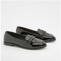 Mocasines De Holgura Ancha Y Charol, Negro