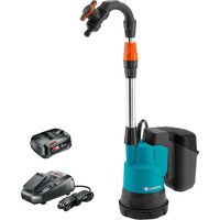 Gardena 2000/2 P4A 18v Cordless Rainwater Submersible Water Butt Tank Pump 1 x 2.5ah Li-ion Battery Charger