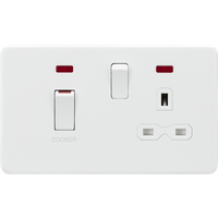 KnightsBridge 45A DP switch and 13A switched socket with neons - matt white