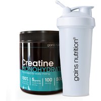 Creatine Monohydrate Powder Tub | 500g + 600ml Shaker White