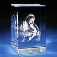 3D Memory Crystal™ - Tabletop - Rectangle - Virgin Mary-Large